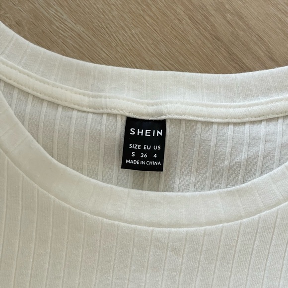 NWOT SHEIN t-shirt dress ribbed white casual short sleeve bodycon - Picture 4 of 5